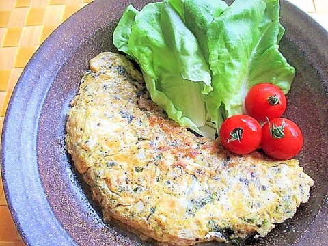 油揚げと海苔とちくわとごまのオムレツ